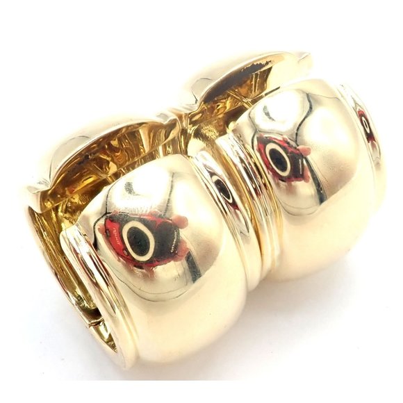 Rare! Authentic Vintage Tiffany & Co 18k Yellow Gold Wide Hoop Earrings - Picture 1 of 9